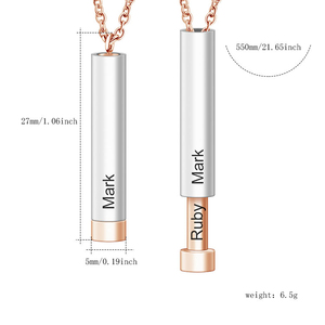 2024 Tùy Chỉnh Tên Ẩn Tin Nhắn Vòng Cổ Hợp Thời Trang Thép Không Gỉ Thanh Trống Cá Nhân Sợi Cho Phụ Nữ Người Yêu Quà Tặng Khắc - Product Image 2