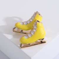 Broches créatives en forme de patins à glace effet goutte d'huile pour sports de plein air, cadeaux de fêtes, accessoires populaires pour femmes, vente en gros fabricant