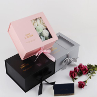 Boîte à fleurs en carton personnalisée pour mariage, Saint-Valentin, luxe, rose, avec couvercle, emballage cadeau