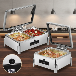 高級電気ガラス製保温鍋 工場直販 多用途 金属製 新デザイン スマートビュッフェセット ガラス蓋付き - Product Image 4
