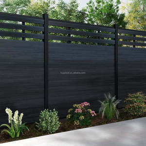 Paneles de Cerca de Privacidad Modernos para Jardín, de 6 Pies, Ecológicos, de WPC, con Rejilla Superior y Postes - Product Image 1