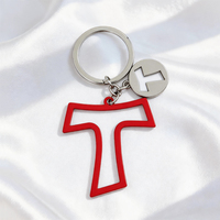 Porte-clés de haute qualité en alliage de zinc, lettre T rouge creuse, pour sac, collection esthétique Y2K pour femmes