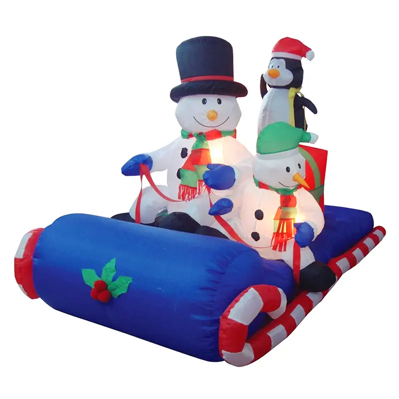 Factory price holiday snowman sleigh Santa Claus hat Penguin Gift bag new year Christmas inflatable decoration