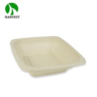 Boîte à lunch carrée jetable personnalisée en bagasse, micro-ondable, 24 oz, de qualité alimentaire, avec couvercle