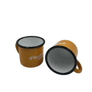 White Printing Metal <b>Cup</b> Custom Steel Enamel <b>Camping</b> Mug With Logo Premium Promotional Drinkware - Product Image 2