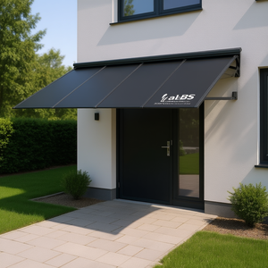 Toldo para puerta Atbs de aleación de aluminio negro, 4 paneles, refugio exterior para patio y entrada - Product Image 2