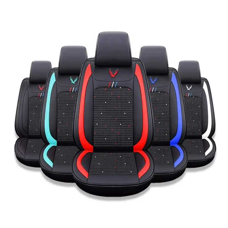 पांच सीट चमड़ा और कपड़ा कार सीट कवर पूर्ण सेट यूनिवर्सल आकार खेल शैली लक्जरी उच्च गुणवत्ता सांस