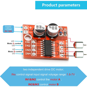 Mini Controlador de Motor DC L298N, Controlador de Velocidad PWM de Doble Canal MX1508 1.5A, Módulo de Doble Puente H para Control de Motor DC o Paso a Paso - Product Image 3