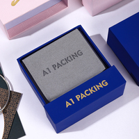 A1 Logo Imprimé De Luxe Petit Tiroir Boîte À Bijoux En Carton Anneau Tiroir Emballage Boîte Microfibre Bijoux Pochette caja joyeria