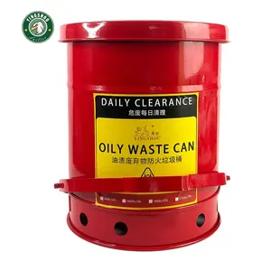 CE Standard 14 Gal 53 L Fireproof Red Disposing of Oily Trash Container Oily Waste Can