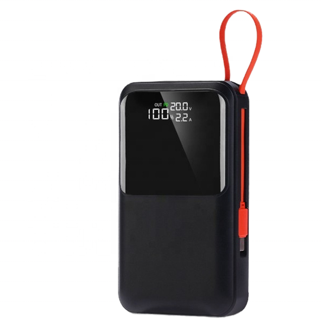 Portable Laptop Power Bank 20000mah PD 45W USB-C Output Super Fast Charging Built in Cables LED Display Power Banks With Lanyard