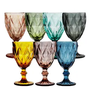 Party moderne Hochzeits gläser Vintage Glas becher Bernstein Wasserglas Hot Selling 300ml 10oz Lila Grün Blau 330ML Wein 24pcs