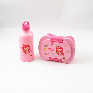 Cartoon Children's Plastic Lunch Box And Water Bottle <b>Set</b> Arc Type <b>Microwaveable</b> For Kids Age 4 Years Old Up - Product Image 1