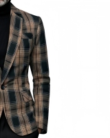 Veste ajustée élégante à carreaux marron et noir pour homme 2026 – Qualité supérieure