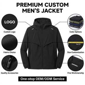 Veste coupe-vent pour <span class=keywords><strong>homme</strong></span> avec logo personnalisé, veste de course respirante à capuche légère, protection sportive, veste de jogging OVER - Product Image 3