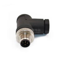 Connecteur circulaire d'aviation M12 à 5 broches, code B, prise mâle à 90 degrés, boîtier en nylon, IP67, automobile