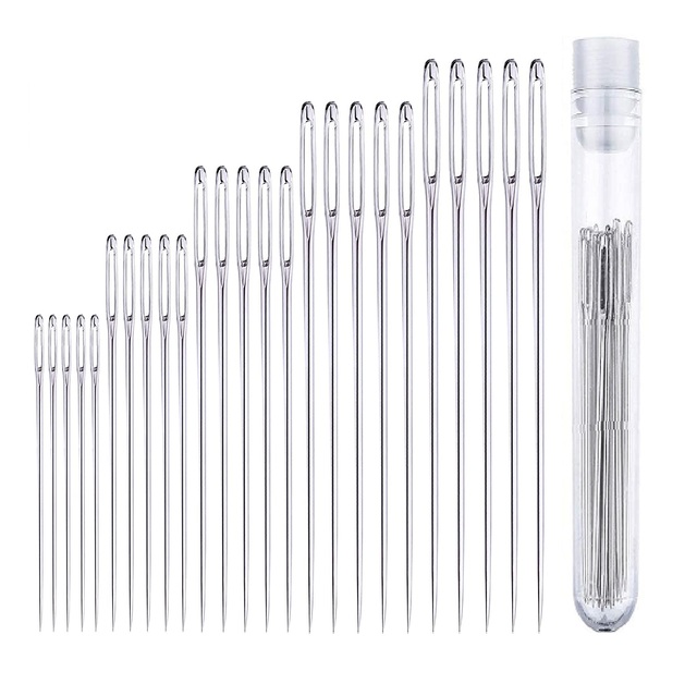 Pinguru High Quality Stainless Steel Large-Eye Hand Sewing Needles with Shape Point 42mm-60mm Sizes