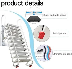 12-Bước Trắng Gác Mái Treo Tường Gấp Loft Thang Có Thể Thu Vào Đóng Mở Rộng Cầu Thang Hệ Thống Pulldown Vận Chuyển Hàng Hóa Thang Máy - Product Image 4
