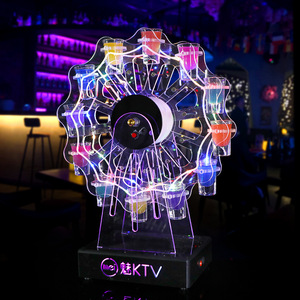 Support à Gobelets en Acrylique en Forme de Grande Roue, 12 Trous, Éclairage LED Rechargeable, Idéal pour Bars, KTV et Présentation de Cocktails - Product Image 3