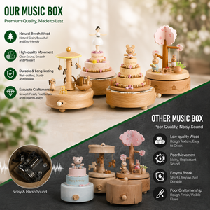 Boîte à musique en bois à manivelle avec gravure de logo, motif carrousel rotatif et ballerine, idéale pour cadeau, vente en gros - Product Image 3