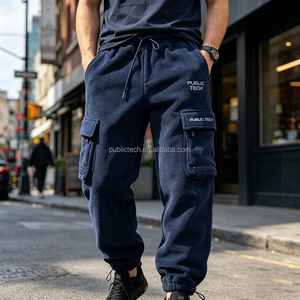 Premium Custom Embroidery Logo Men's Joggers With Cargo Pocket Streetwear Heavyweight Polar Fleece Men's Sweatpants Trousers OEM - Product Image 3