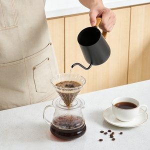 0.35/0.6L, Black Color, <b>Long</b> Narrow Drip Cup Gooseneck Stainless Steel Pour Over Coffee Kettle - Product Image 5