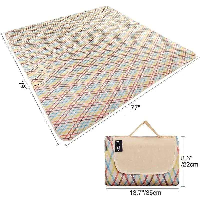 Large Size Portable Sand-proof Waterproof Camping Beach Blanket Beach Foldable Printed Picnic Beach Mat
