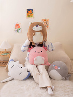 Oreiller personnalisé doux en peluche à poils animaux chaud pour les mains double trou licorne doux hamster lapin jouets en peluche
