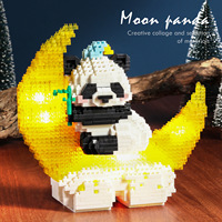 Cadeau d'anniversaire pour garçons et filles, puzzle éducatif avec lumières, motifs de lune, panda et fleurs, jouet de construction en petites briques