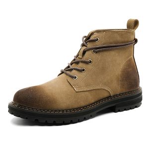 Bottes de travail tendance pour hommes, style rétro américain, résistantes à l'usure, bottes à la cheville en daim, bottes en cuir - Product Image 4
