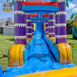 Château gonflable commercial NOVA avec toboggan aquatique, imprimé tropical personnalisable, bâche d'irrigation en PVC MY, utilisation en extérieur - Product Image 5