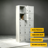 Armoire de rangement thermolaquée à 15 portes en acier, casier métallique pour dossiers, idéal pour bureau, école, salle de sport, vestiaire, personnel, vêtements de travail, mobilier