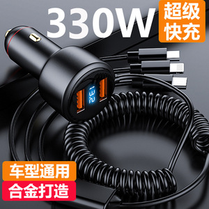 ที่ชาร์จในรถยนต์ 330W ยูเอสบีคู่ QC3.0 ชาร์จเร็ว จอแสดงผลดิจิตอล ตัวเครื่องทำจากโลหะผสม ใช้ได้กับรถยนต์ทุกรุ่น - Product Image 1