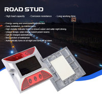Balises solaires LED blanches super lumineuses pour routes, type œil de chat, IP68, en aluminium haute résistance, double prisme haute intensité, 16T