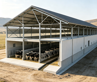 Abri pour bétail en acier léger à faible coût, hangar préfabriqué galvanisé pour moutons, bâtiment d'élevage à installation rapide