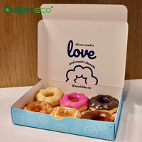 Boîtes à donuts triangulaires recyclables personnalisées pour 12 donuts, impression couleur intégrale, carton couché, laminage brillant/mat