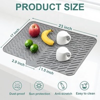 Tapis de séchage en silicone en gros pour cuisine, tapis d'égouttage, protection de comptoir d'évier, tapis antidérapant avec trou de suspension