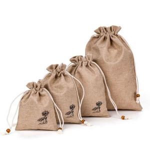 Factory Wholesale Custom Logo <b>Draw</b> <b>String</b> Linen <b>Bag</b> Bundle Pocket Printing Jute Drawstring Gift <b>Bag</b> - Product Image 4