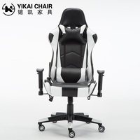 Chaise de bureau pivotante de gaming avec dossier haut inclinable à 180 degrés et mousse moulée pour usage domestique
