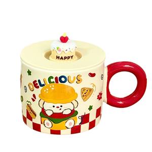 Dragon Nest Cute Cartoon Ceramic Mug With Lid 301-400ml Reusable Birthday Gift Cup For Coffee <b>Tea</b> Brewing - Product Image 4
