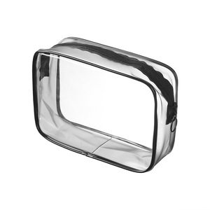 Bolsa de cosméticos transparente de PVC de gran capacidad con cierre de cremallera, estuche de almacenamiento de viaje impermeable para artículos de tocador, uso doméstico, Color sólido - Product Image 2