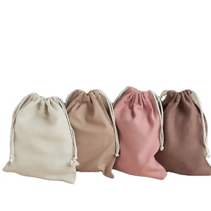Sacs en toile écologique imprimés en coton et lin avec cordon de serrage, emballage personnalisé avec logo, sac à cordon - Product Image 1