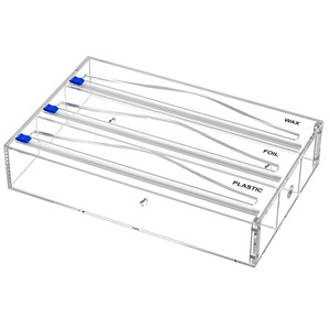 Dispenser <span class=keywords><strong>2</strong></span> in 1 <span class=keywords><strong>3</strong></span> in 1 Wrap Dispenser per carta cerata Dispenser per fogli di alluminio con taglierina per cassetti Dispenser per involucro acrilico - Product Image 1