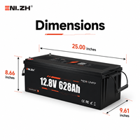 Batterie LiFePO4 à décharge profonde Enlzh 12,8 V 628 Ah 8038 Wh pour systèmes solaires de camping-cars