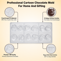 Moule à chocolat en polycarbonate motif dessin animé, 12 cavités rondes, qualité alimentaire, transparent, facile à démouler, outil de cuisson DIY pour bonbons