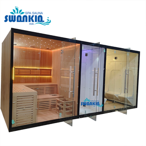 Swankia Luxury design indoor <span class=keywords><strong>spa</strong></span> vasche 4 persone wet steam dry <span class=keywords><strong>sauna</strong></span> bagno camera in legno - Product Image 6