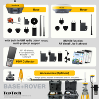 Récepteur GNSS RTK Toptech TK800 Super Base Rover 5W Radio UHF Portée 25km 4G/WiFi Multi-constellation CORS Étanche IP68 pour Levés Topographiques