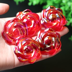 Hand Carved Crystal Flower Angel Aura Quartz Rose Small Size Aura Melt Quartz Rose for gift - Product Image 1
