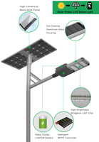 CE ROHS Garantie 3 ans Haute qualité IP66 Éclairage public solaire LED monocrystallin intégré tout-en-un étanche pour extérieur