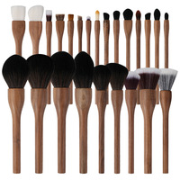 24 pinceaux de maquillage en bois de noyer noir, pinceaux à poudre, à blush, à fard à paupières, pinceaux de mélange, logo personnalisé, ensemble de pinceaux professionnels pour le maquillage